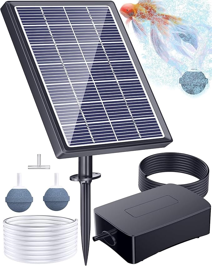 Biling Solar Pond Aerator with Battery, 2.5 W Solar Oxygen Pump for Pond Aerator, Solar Aquarium Oxygen Pump, 3 Modes Air Pump, Pond Oxygen Pump Solar for Water Circulation in the Garden