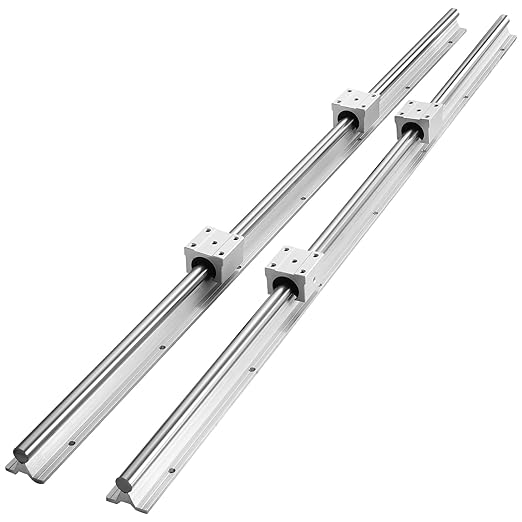 VEVOR Linear Guide Linear Rail 2 Pieces SBR20-1200 mm Carbon Steel Aluminium Guide Rail with 4 Pieces SBR20UU Slide Blocks Linear Bearing Block CNC Parts for 3D Printer Milling / Lathe Machine