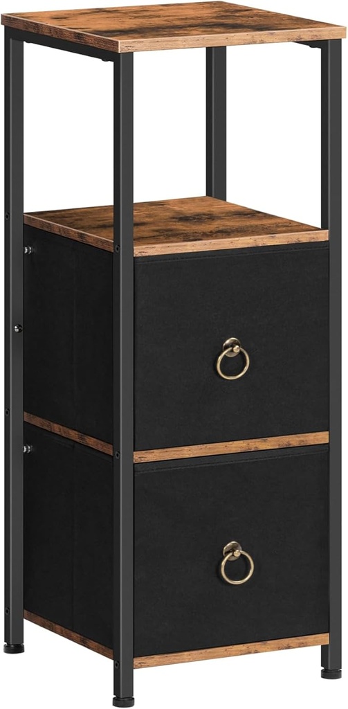 HOOBRO Bathroom Cabinet, Free Standing Storage Rack for Bathroom, Narrow Storage Cabinet, Multifunctional Tall Cabinet, 2 Fabric Drawers, Vintage Brown and Black EBF87CW01