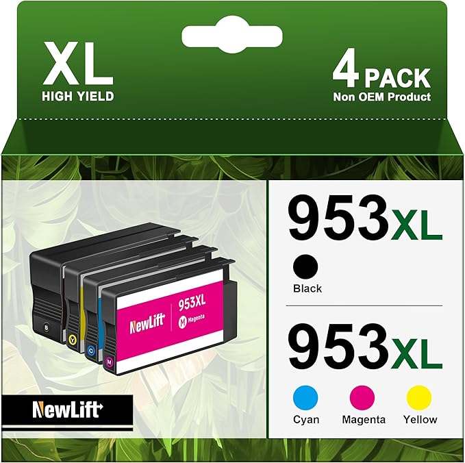 NewLift 953XL Printer Cartridges Compatible with HP 953 XL Multipack 953xl Printer Cartridges for HP Officejet Pro 7720 7740 8710 8715 8740 8720 8718 7730 8728 8719 8730 Printer (Pack of 4)