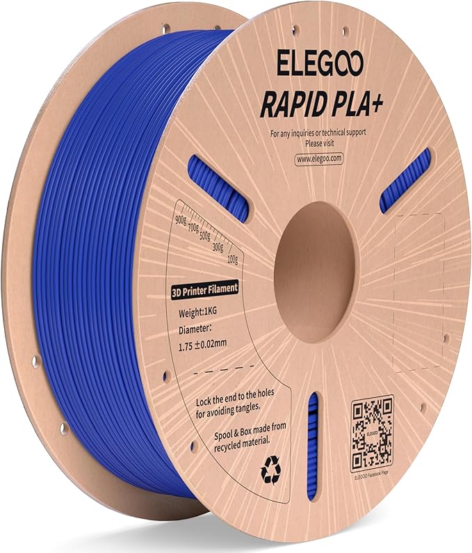 ELEGOO High Speed PLA+ Filament, High Rapid PLA Plus 3D Printer Speedy Filament for 0-600 mm/s High Speed Printing, Dimensional Accuracy +/-0.02 mm, 1 kg Spool, 1.75 mm, Blue, 1 kg