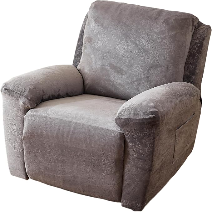 EBETA E Armchair Throws, Armchair Protector, Stretch Cover for Relaxing Chair, Complete Protective Cover, Made of Elastic Armchair, Wing Chair (Embossed Grey)