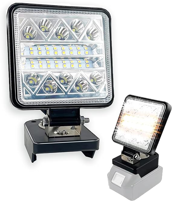TPDL Makita Battery Lamp 18 V Battery, 26 LED Spotlight with 6 Modes Brightness 1600LM Warm Light, 180° Rotating Light Head Work Light Construction Site Lamp Compatible with Makita BL1860 BL1830