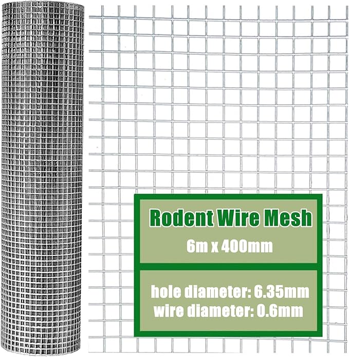 LATERN 40 cm x 6 m Rodent Wire Mesh, 304 Stainless Steel Rat Protection Wire, Metal Mesh to Access Mice, Squirrels and Birds, Filling Gaps Around the Home and Garden