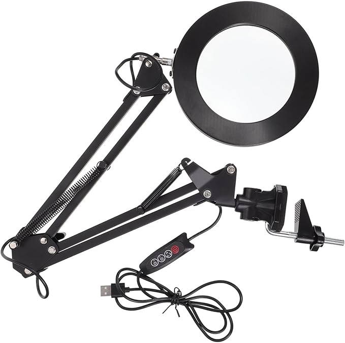 Uonlytech 1 Set Desk Lamp Magnifying Lamp Desk Workbench Lamp LED Table Lamp Magnifying Glass with Light Face Magnifying Lamp Folding Lamp Multifunctional Lamp Glass Clip-on with Lights