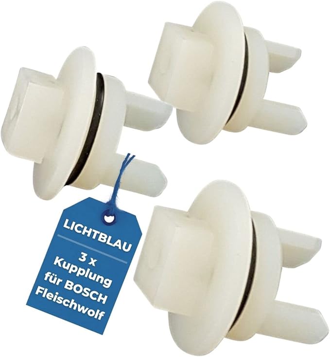 Lichtblau Set of 3 Coupling 020470 418076 for Bosch Meat Mincer I Plastic Coupling Suitable for MUM4, MUM5, MFW15 and MUZ4FW I Coupling for Drive Shaft Meat Grinder I Replacement Part Mincer Bosch