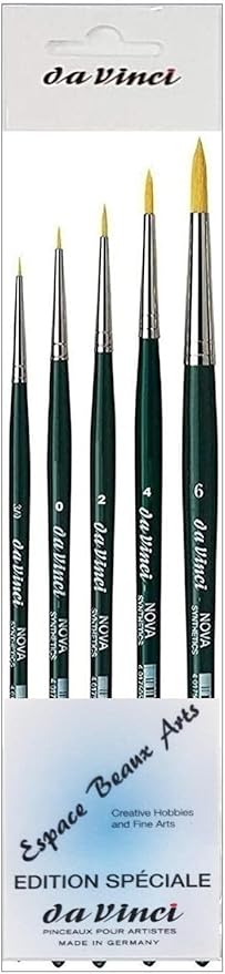 Davinci Series 1570 Watercolour Brush Synthetic Fibre Green Nova No. 3/0, 0, 2, 4, 6