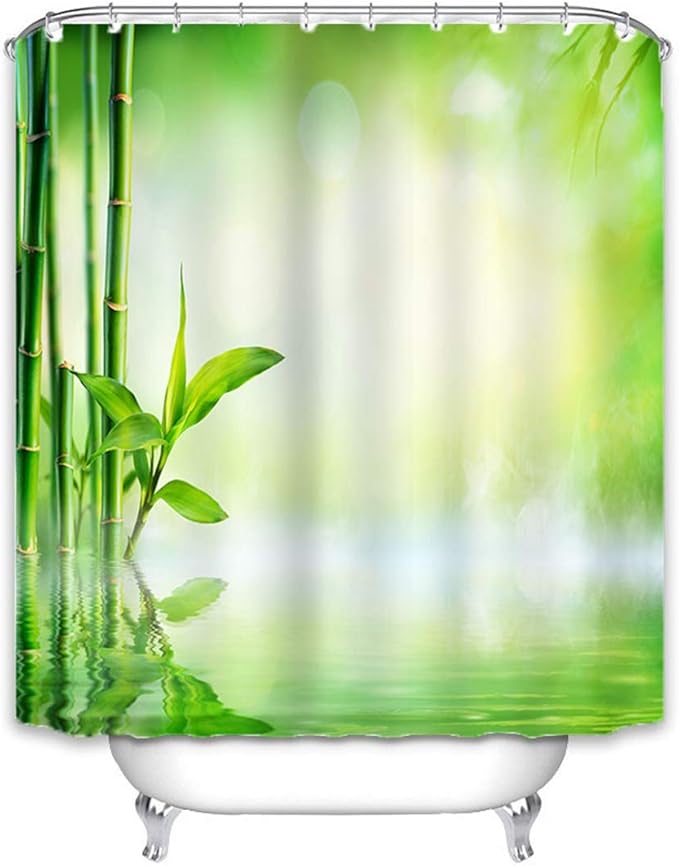X-Labor Bamboo Shower Curtain 240 x 200 cm Waterproof Fabric Anti-Mould Includes 12 Shower Curtain Rings Washable Bath Curtain 180 x 200 cm Pattern A