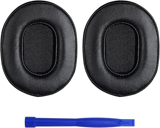 Replacement Genuine Leather Ear Pads for ATH MSR7 M50X Headphones Compatible with HyperX Cloud & Cloud 2 / SteelSeries Arctis 3 5 7 9 9X Pro Wireless Stealth 600 and More (Black)