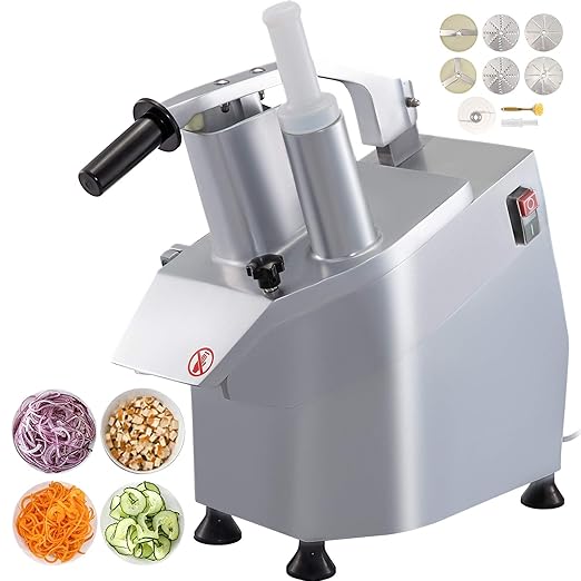 VEVOR Electric Vegetable Cutter 550 W Vegetable Cutter with 6 Cutting Discs Efficient Motor Slicer for Vegetables Fruit or Cheese Commercial Silver