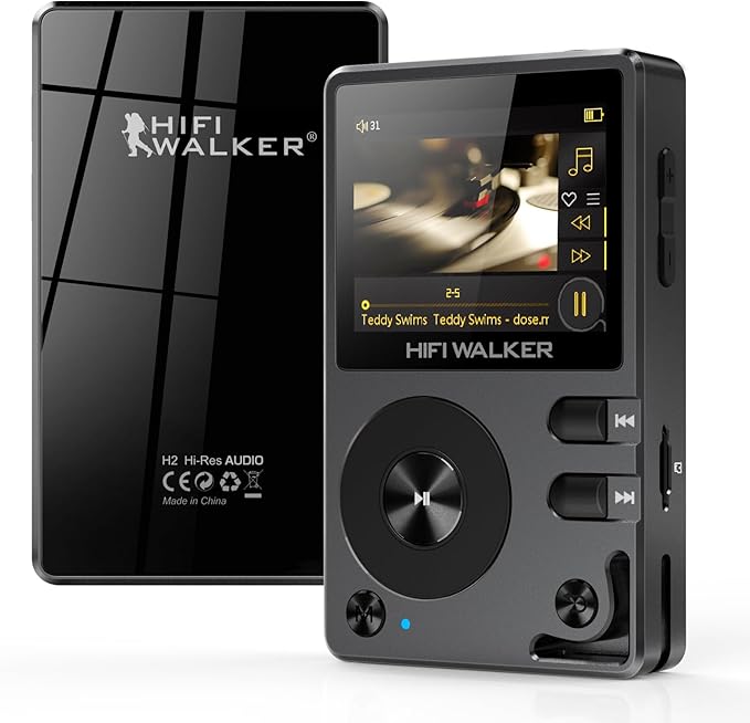 HIFI WALKER H2 MP3 Player mit Bluetooth, DSD DAC Hi-Res FLAC Player Verlustfreier Musikplayer, Tragbarer Digitaler Audioplayer mit 64GB Speiche, erweiterbarem Speicher auf bis zu 256 GB