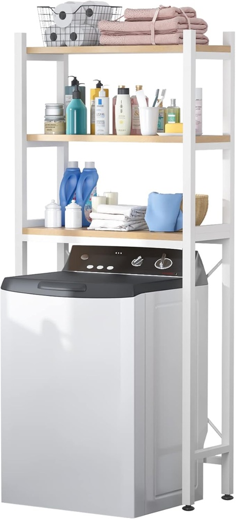 MOYIPIN Washing Machine Shelf, Over Washing Machine, 3-Tier Bathroom Shelf, Space-Saving, Multifunctional, Heavy Duty, Hanging Shelf, White