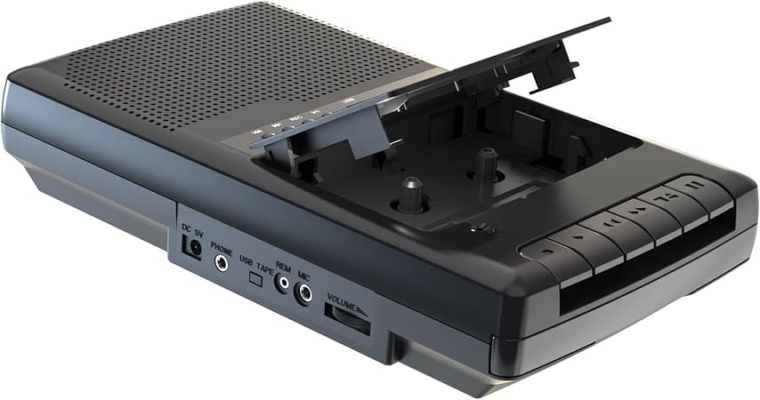 Cassette Recorder Portable Cassette Player Recorder Cassette Digitizing on USB with Handle, Headphones, Microphone, Speaker