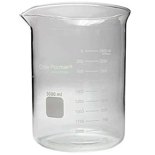 Cole-Parmer Essentials Plus Griffin Low Shape Mug, Glass, 3000 ml