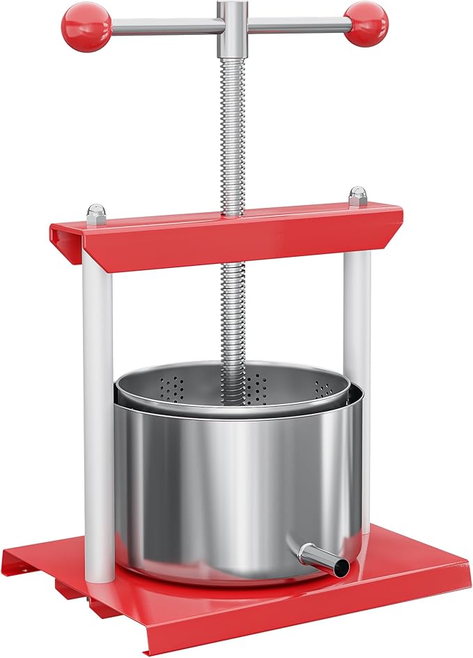 Wiltec Fruit Press Wine Press Steel 6 Litres Stainless Steel Basket Fruit Press Berry Press