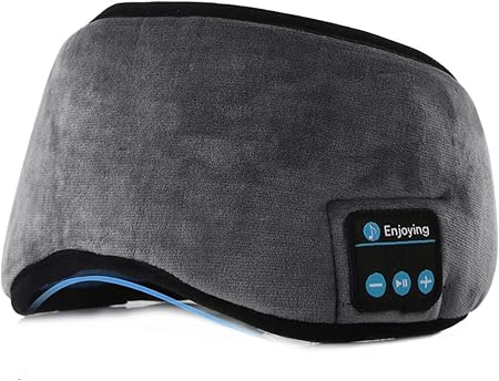 Wireless Bluetooth 5.0 Eyeshade, Night Sleep Bluetooth Eye Mask, Sleep Music Headphones, Built-in Speaker, High Fidelity Stereo Shock Bass, Men Women Intelligent Headphones (Grey)
