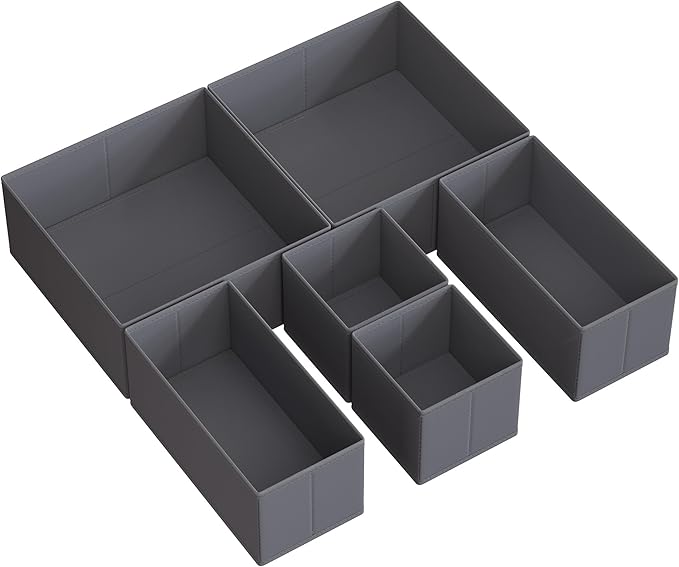 Songmics Set of 6 Drawer Storage Boxes, Underwear Organisers