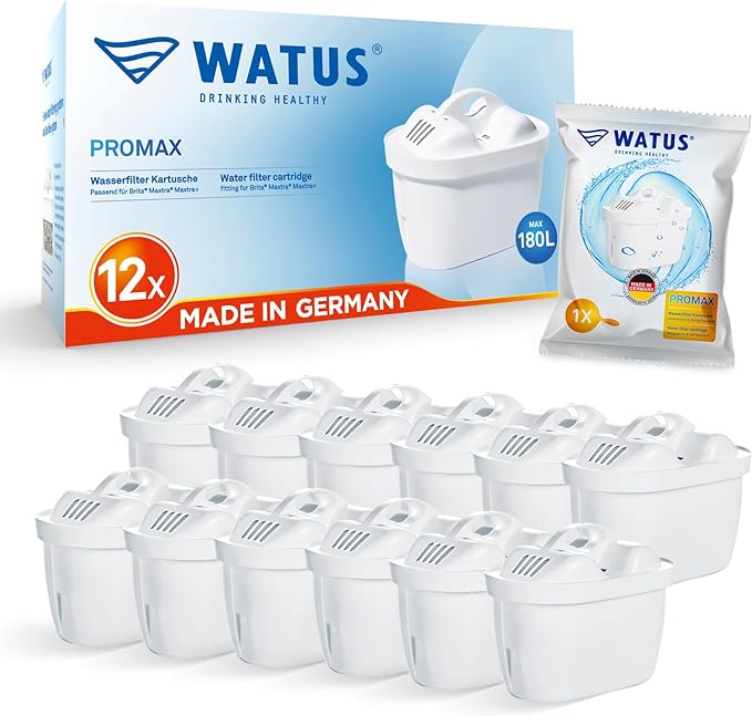 Watus Water Filter Cartridges, for Brita Maxtra+ and Maxtra, Style, Marella, Elemaris, for Replacement Brita Filter Cartridges, Made in Germany (12)