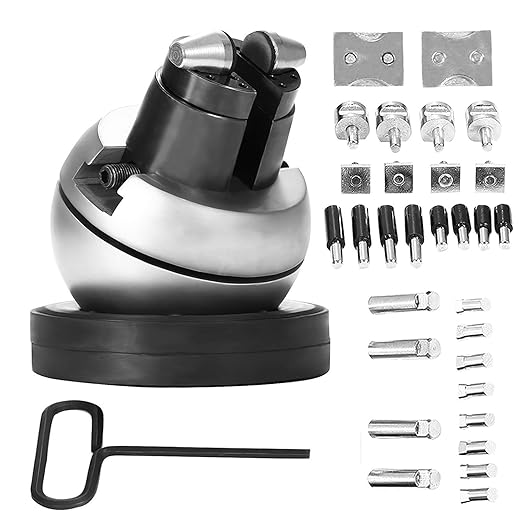 FORAVER 5" Professional Ball Jewelry Vise 30 Piece Set with Attachment and Rubber Base Engraving Block Tool Set
