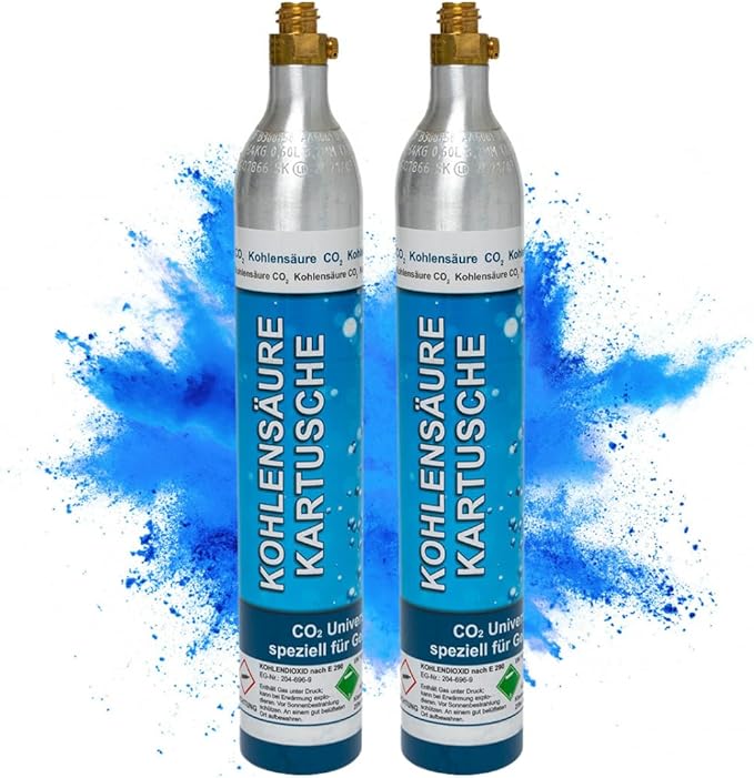 2 x CO2 Cartridge Soda 425 g Carbonated Cylinder for up to 120 Litres of Sparkling Water | Bottled in Germany | Compatible with Standard Carbonators | Universal Use & Easy to Replace