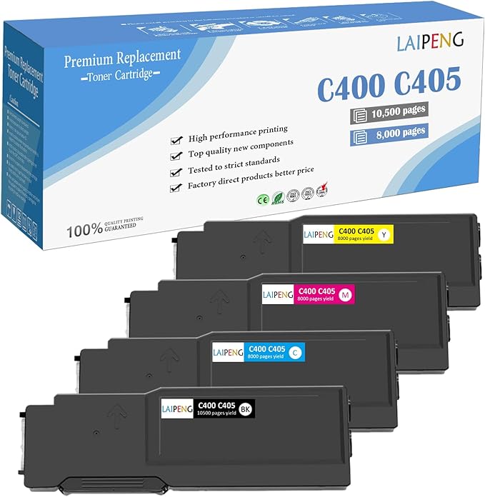 4 Colours Compatible Toner Cartridges Extra High Yield: 10500 Pages for Black & 8000 Pages for Cyan Magenta Yellow for XEROX VersaLink C400 C400n C400dn C405 C405n C405dn MFP