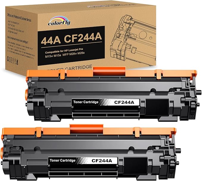 colorfly 44A CF244A Toner Black Compatible with HP 44A CF244A for HP Laserjet Pro M15w Toner HP MFP M28w Toner M28a M15a Printer (Black, Pack of 2)