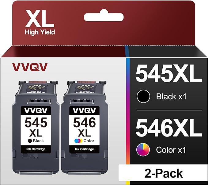 VVQV PG-545 CL-546 XL PG-545XL CL-546XL Replacement for Canon Printer Cartridges 545 546 Multipack for Canon Pixma MX495 TR4550 TS3350 TS3150 TR4551 MG2550s MG2555s TS3151 MG3055 00 MG29 50 TS205