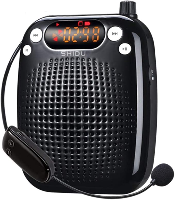 SHIDU Voice Amplifier with Microphone Portable Voice Amplifier S611 Mini Speaker with UHF Wireless Microphone Headset 2000mAh PA Speaker for Teachers, Classrooms, Tour Guide