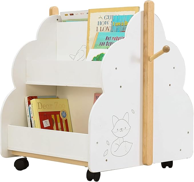Labebe Children's White Bookcase, Wooden Stand for Children 1-5 Years Old, Kids Books Shelf White/Shelf Books Small/Bookshelf Kids White/Bookshelf Freestanding/Bookcase, White
