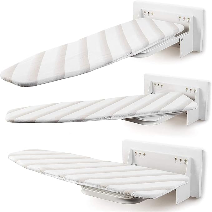 uyoyous Wall-Mounted Ironing Board with Heat Resistant Cotton Cover, 95 x 30 cm, Folding Wall Ironing Board, Space-Saving Ironing Boards 180° Rotatable Ironing Board for Steam Irons, Steam Ironing