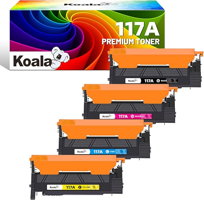 Koala 117A Toner (with Chip) Compatible with HP 117A Toner Set W2070A W2071A W2072A W2073A for Color Laser MFP 179fwg 178nwg 150nw 179fnw 178nw 150a Toner (Black Cyan Yellow Magenta Pack of 4)