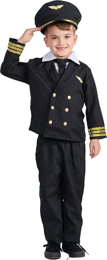Dress Up America Pilotenkostüm für Jungen und Mädchen – Flugkapitänsuniform für Kinder – Rollenspiel- Piloten Kostüm Jungen - Verkleidung für Kinder