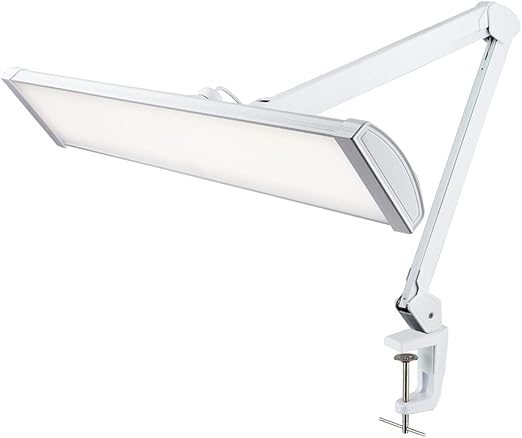 Neatfi Ultra LED Touch Control Task Lamp, 3,500 Lumens, 6500K, 45W, 270 Pieces SMD LED, 66 cm Wide Lamp, 5 Brightness Levels, Dimmable (Non-CCT with Clamp, White)