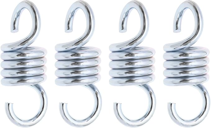 Pack of 4 Spring Hooks Replacement Metal Swing Spring Hooks Hanging Spring Hooks Garden Accessories for Hanging Chair Hammock Silver