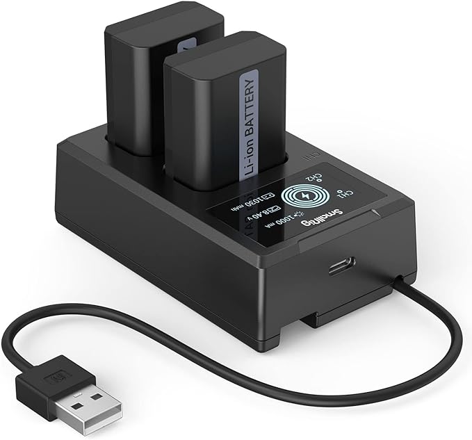 SMALLRIG NP-FW50 Battery Replacement Batteries (2 Pieces) & LCD Display Charger Set, Rechargeable Battery for Sony ZV-E10, A6000, A6500, A6300, A6400, A7, A7 II, A7R II, A7S II, A7S, A7R, RX10-3818