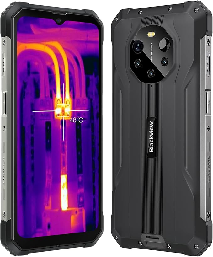 Blackview 5G Thermal Imaging Camera Outdoor Smartphone Without Contract BL8800 PRO, 50MP Quad Camera, Dimensity 700 8GB + 128GB, 6.58 Inch FHD+, 8380 mAh Battery 33 W Quick Charge, IP68 Robust Mobile