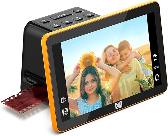 Kodak Slide N SCAN Scanner de Film Numérique Max 7 Inch Grand écran LCD 7 Inch Convertit Les Négatifs Couleur en 22MP HD n & b JPEG, Black, RODFS70