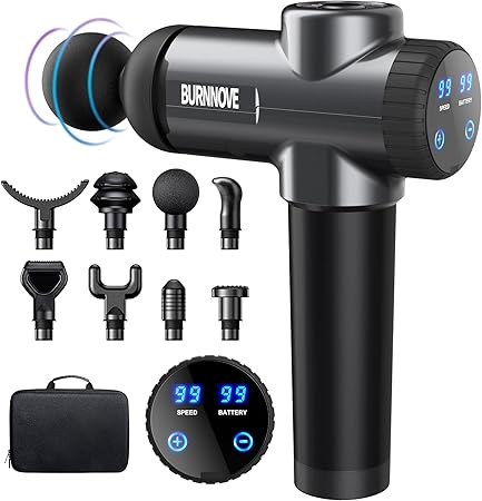 Massage Gun for Neck and Shoulders, Deep Massager With 99 Speeds, 8 Massage Heads, Electric Handheld Massager, 2800 mAh with Storage Bag, LED Display, Touchscreen