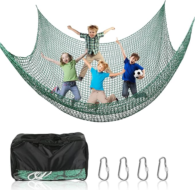 Climbing Net Playground, Double Layers Children's Safety Net Climbing Frame Net Children's Swing Garden, 1 x 3 m / 2 x 3 m / 3 x 3 m Fall Protection Net for Playground Net (Green, 300 x 300 cm)