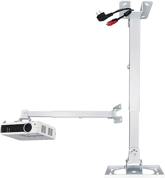 Deselen Projector Ceiling Mount and Wall Mount, Easy Installation Versatile Projector Mount Ceiling, Universal Wall Projector Mount Max 20 kg, White