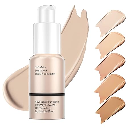 Foundation, 30 ml Full Coverage Foundation, Concealer Liquid Foundation, Full Coverage Flawless Cream Smooth, 24HR Matte Oil Control Concealer Make-up, 101 Porcelain