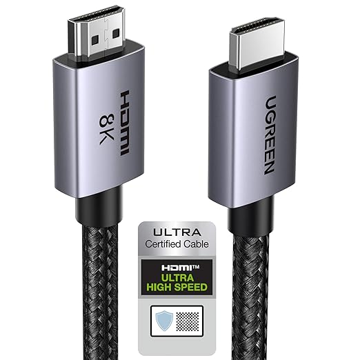 UGREEN HDMI 2.1 Cable 10K 8K 60Hz 4K 240Hz 165Hz 144Hz 120Hz 48Gbps High Speed, HDMI Cable 2.1 Ultra HD eARC HDR 10+ HDCP Dolby Vision VRR Compatible with Mac Mini M4/PS5/Xbox Series X/Laptop (5M)
