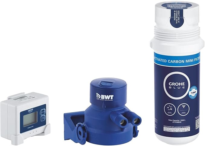 GROHE Blue 41136000 Activated Carbon Filter Starter Set (Capacity 1500 L at 9° dKH, Reduces Odour and Taste-Disturbing Substances)