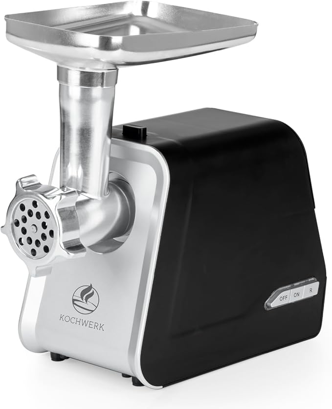 KOCHWERK Electric meat grinder with various attachments, processed up to 2000 g/min, minced meat, kibbeh, churros, sausage and more at the touch of a button, easy to use and clean [1600 W]