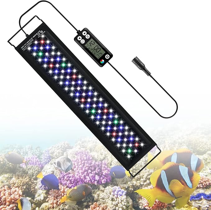 NIKEEYEN Aquarium LED Lighting, 18 W Dimmable Aquarium Lighting with Timer for 45 cm 1075 Lumen Aquarium Fish Tank Fish Plant with Adjustable Bracket