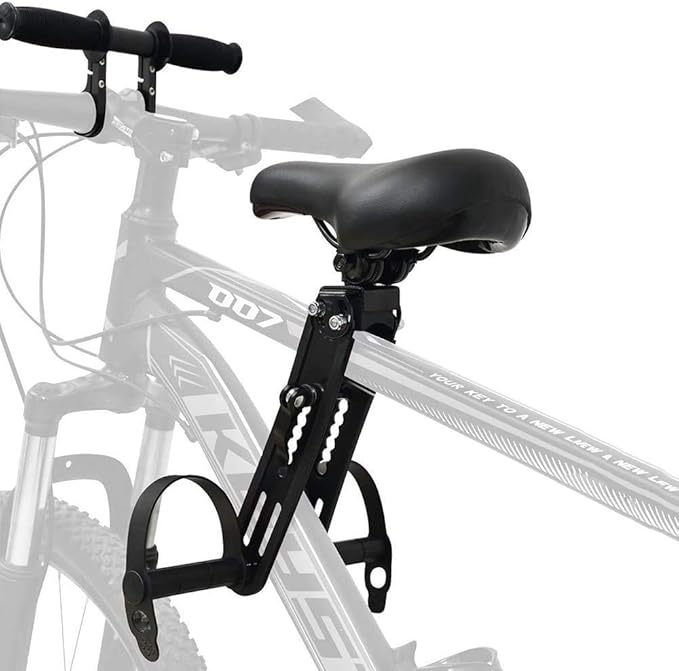 Qearal Mountain Bike Child Seat Compatible with All Adult Mountain Bikes - with Armrest Frame, Suitable for Children Aged 2-5 Years (up to 48 lbs), Kids Seat + Handlebar