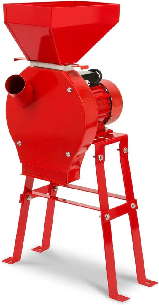 EBERTH Electric Grain Mill with Strong 1100 Watt Electric Motor, Flow Rate 240 kg/h, Scrap Mill with Sharp Stainless Steel Blade, Four Sieves and Base Frame, Chopper for Grain