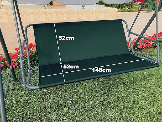 PETELA Replacement Swing Seat Cover Garden Swing Seat Cover Outdoor Garden Swing Seat Cover 148 x 52 x 52 cm Green