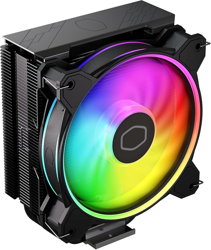 Cooler Master Hyper 212 Halo CPU Air Cooler - Jet Black Aluminium Finish, 4 Continuous Direct Contact Heatpipes with Fins, MF120 Halo2 Fan, LGA1700 & AM5 Cooler, ARGB Detection