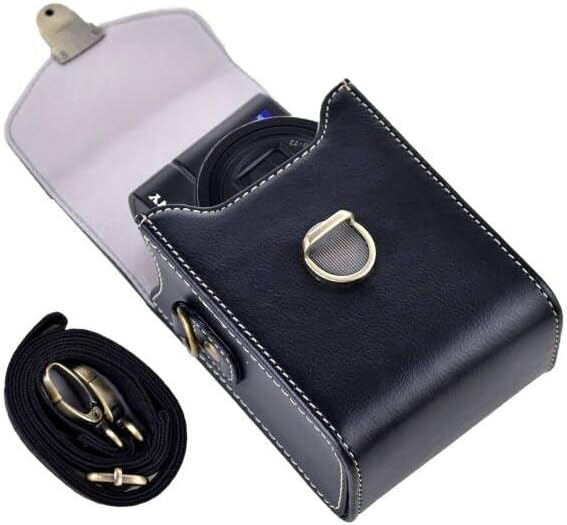 Rieibi Camera Case for Sony RX100 & HX Series - Retro Leather Case for Ricoh GR III II/Canon G7X II/G7X II/SX720/SX730/SX740/G9X/G9X II, black, Vintage Style